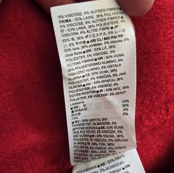 BANANA REPUBLIC Mid Length Lightweight Ultra Red Relaxed Wool Top Coat. Size XS - Picture 14 of 16